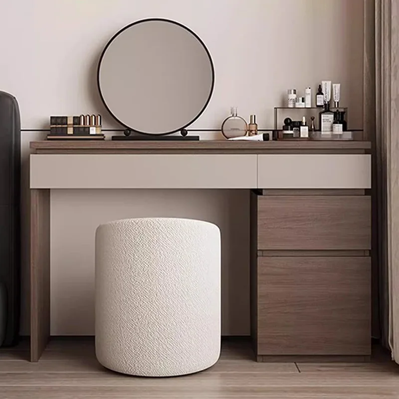 Makeup Beauty Lounge - Meja Rias Kayu Modern dengan Rak,