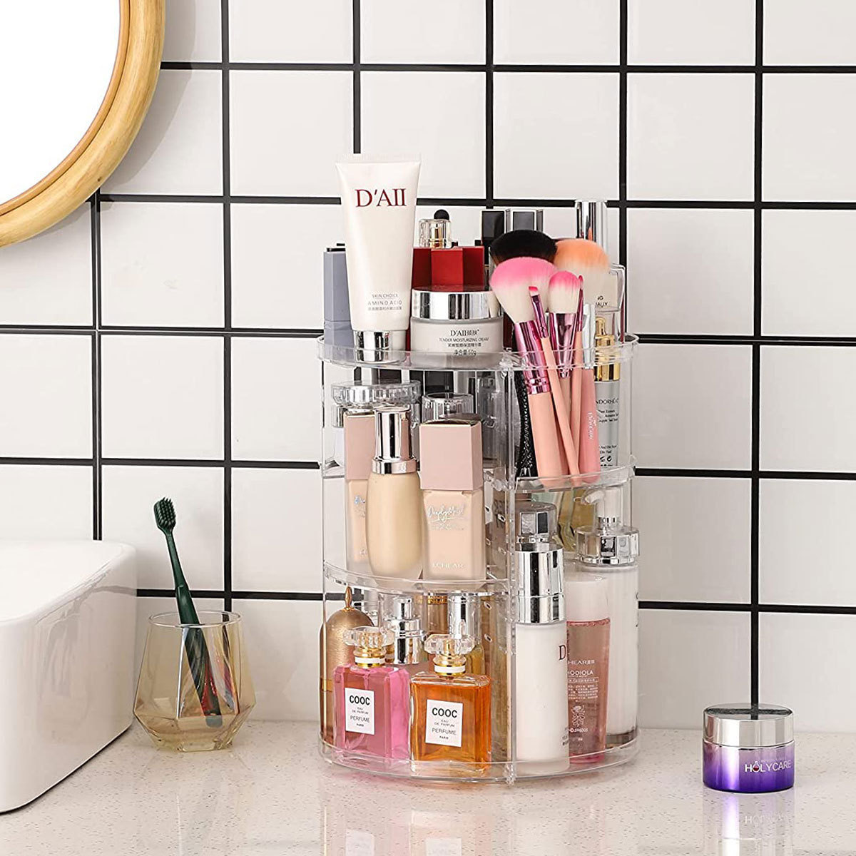 Beauty Makeup Desk - Rak Penyimpanan Kosmetik Berputar 360 Derajat