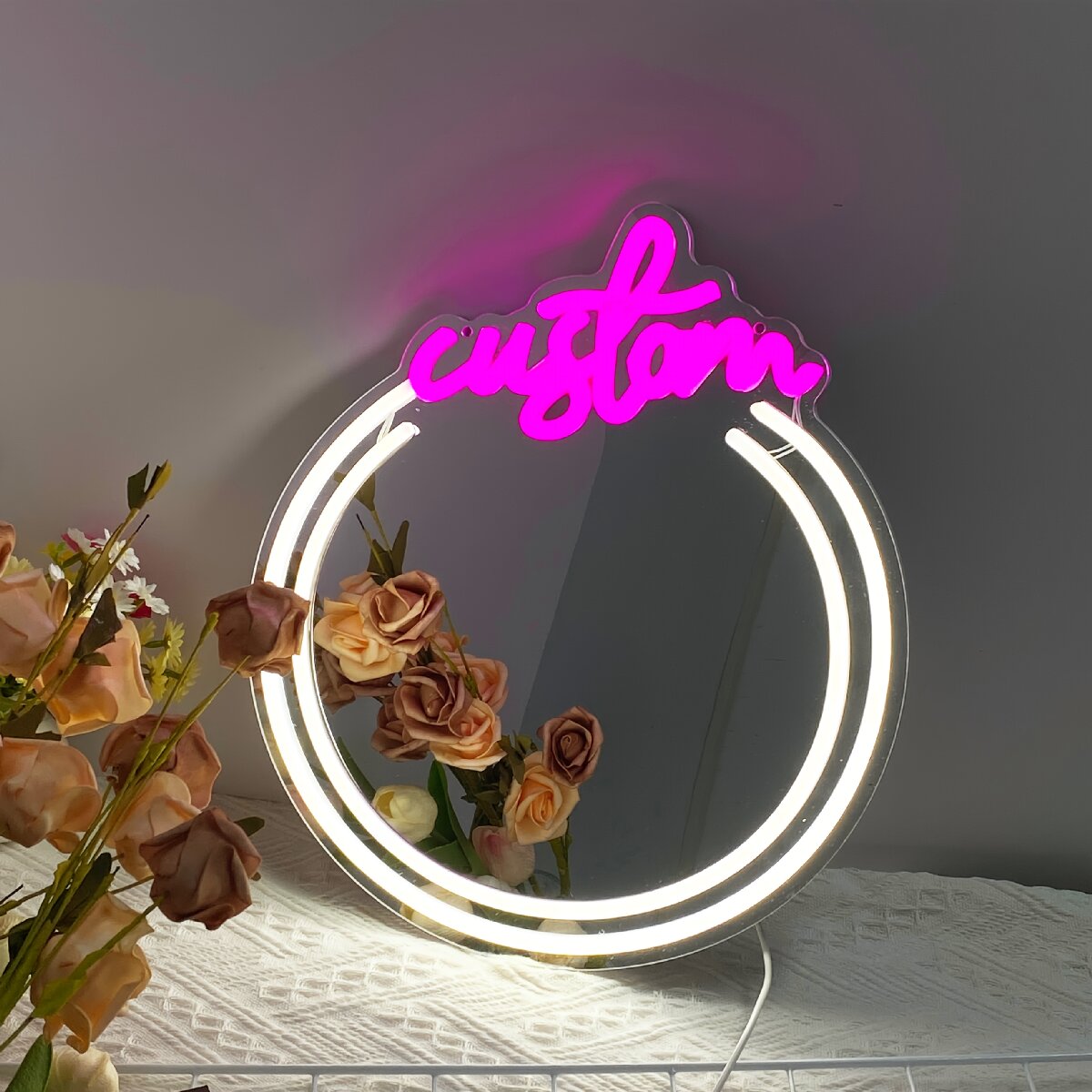 Makeup Beauty Lounge - Neon Sign Cermin Kustom, untuk Meja