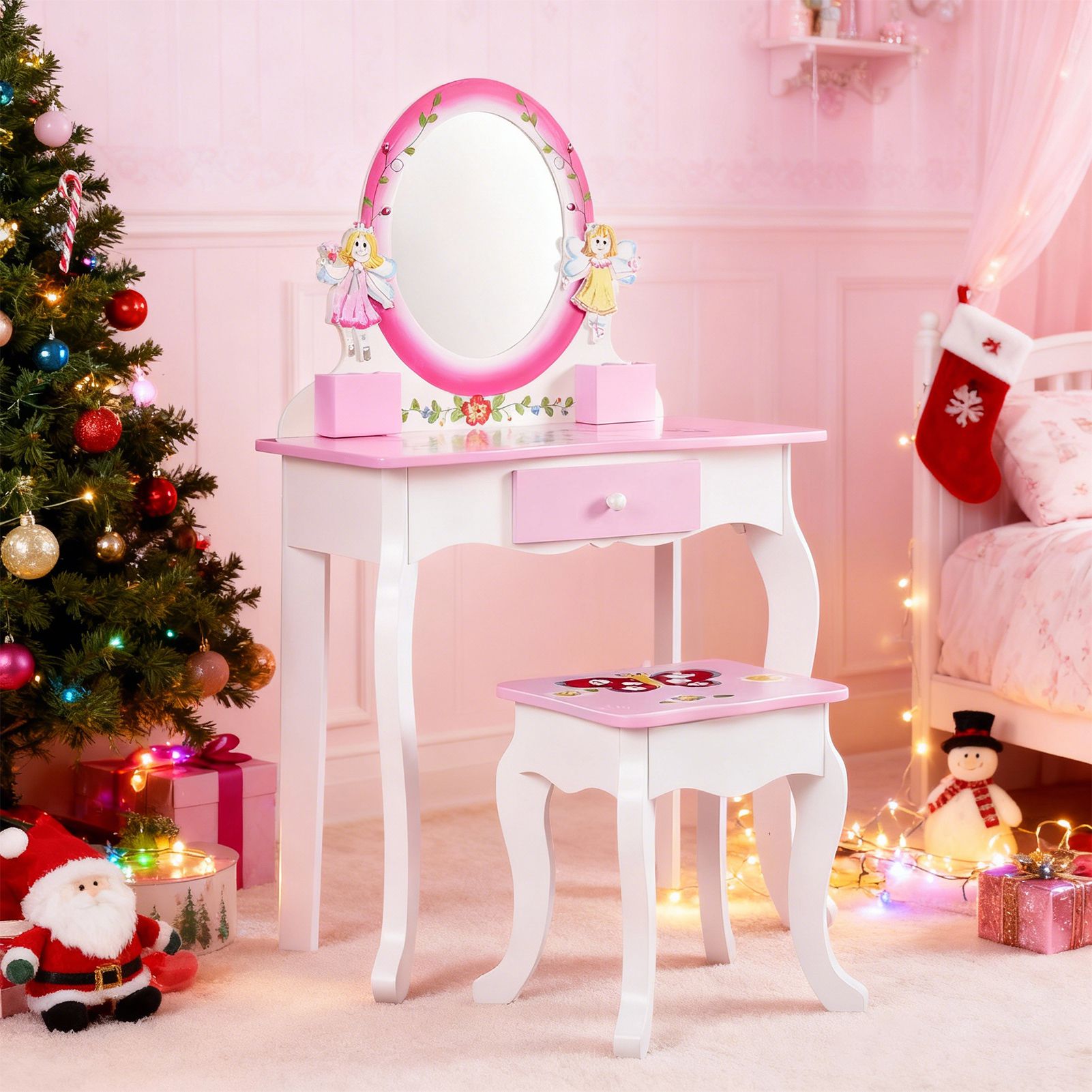 Beauty Makeup Desk - Set Meja Rias Anak Motif Bunga