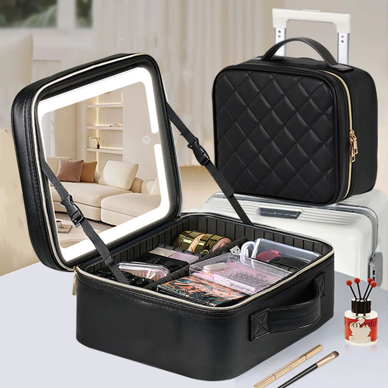 Beauty Zone Makeup - Tas Makeup Perjalanan dengan Cermin LED