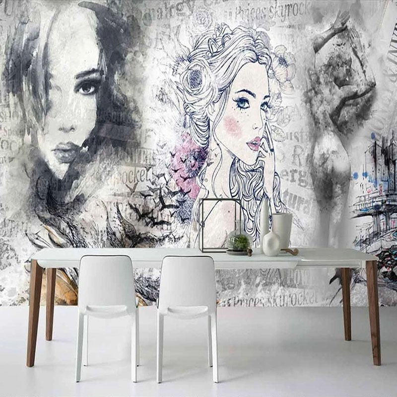 Makeup Beauty House - Poster Grafiti Kecantikan Mode Retro Mural