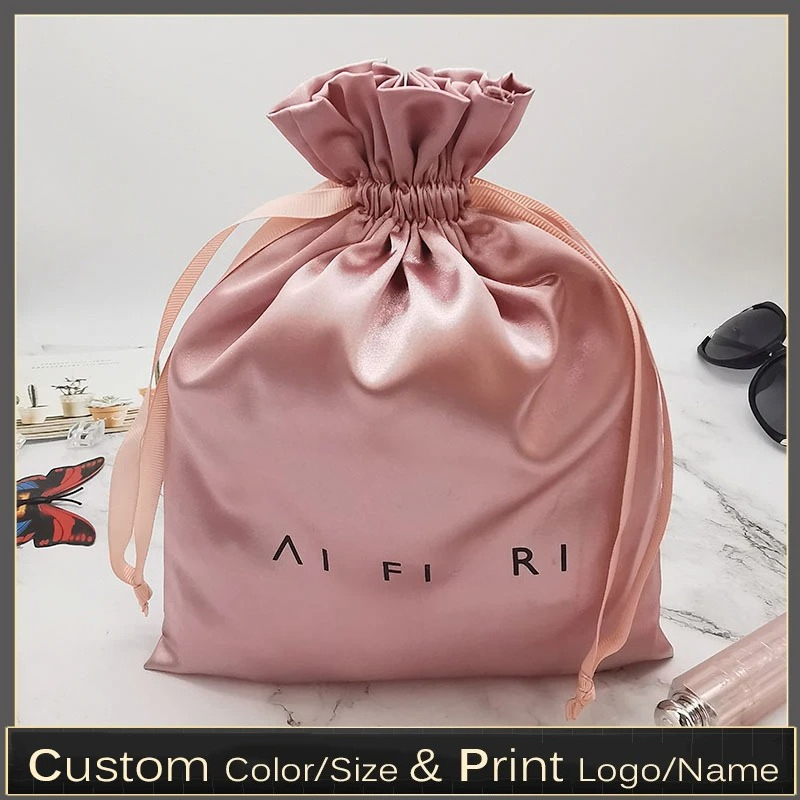 Makeup Beauty House - Tas Serut Satin Logo Kustom untuk