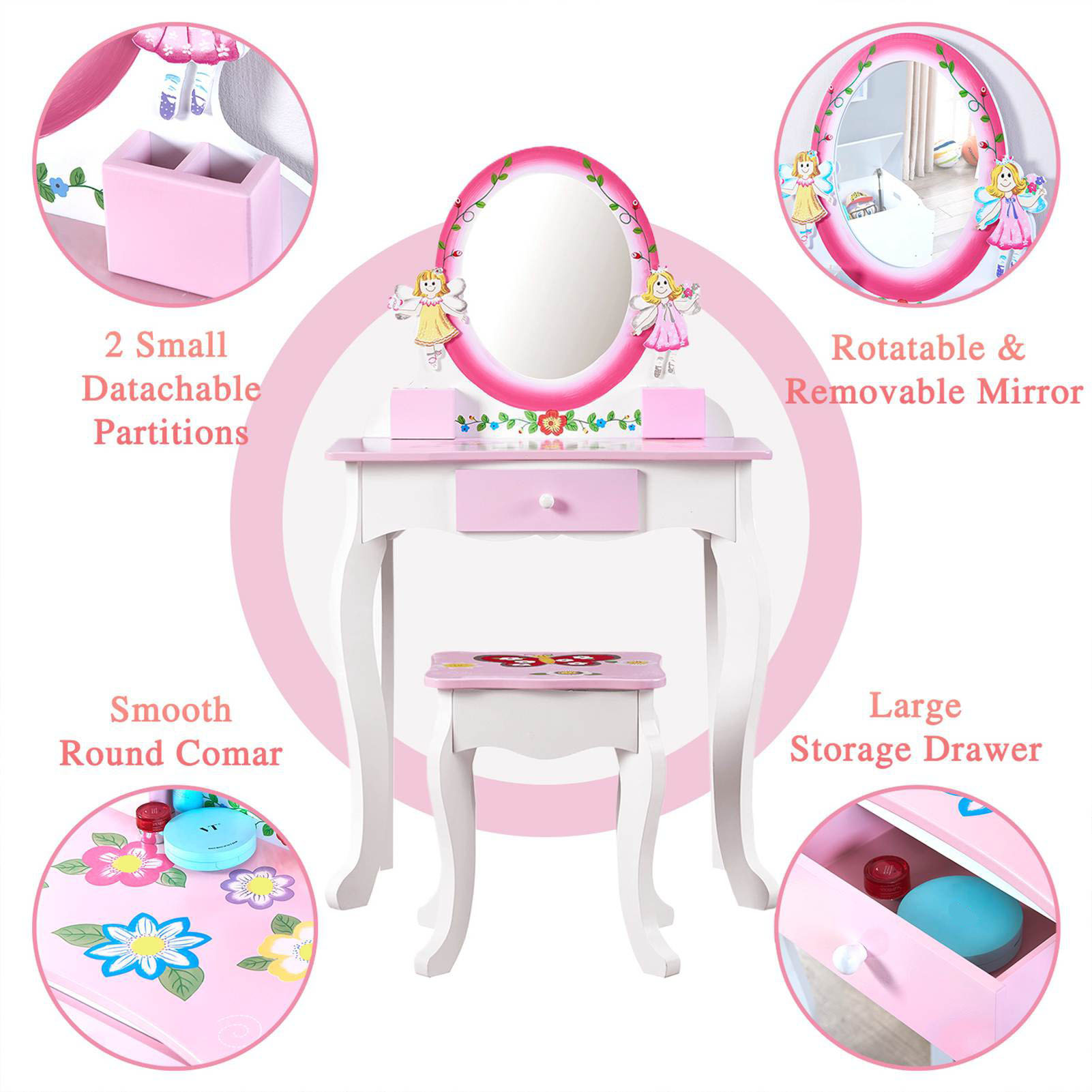 Set Meja Rias Anak Motif Bunga - Beauty Makeup Desk ulasan dan harga