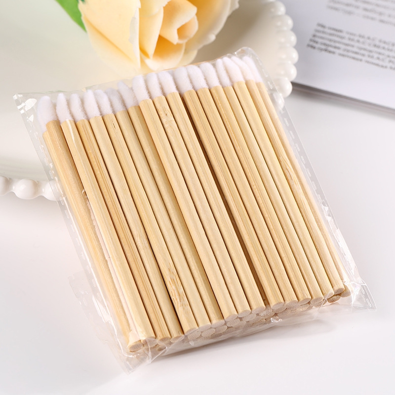 100Pcs Aplikator Lipstik Kayu  - Makeup Brush Set ulasan dan harga