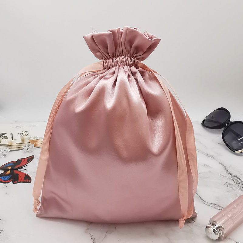 Tas Serut Satin Logo Kustom un - Makeup Beauty House ulasan dan harga
