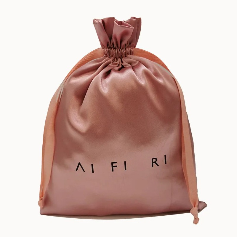 Tas Serut Satin Logo Kustom un - Makeup Beauty House ulasan dan harga