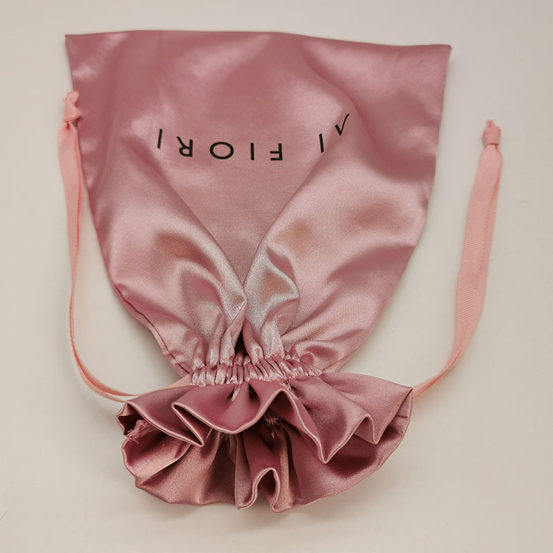 Tas Serut Satin Logo Kustom un - Makeup Beauty House ulasan dan harga